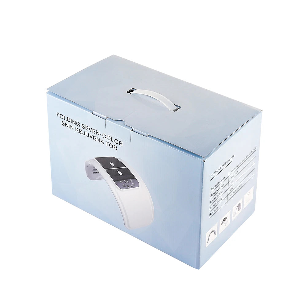 Box packaging for folding seven-color skin rejuvenator beauty device with handle